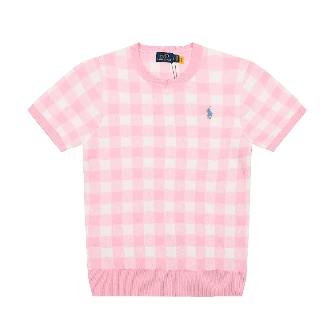 P150 💰 "Top quality" Style number: DS215# (on sale all year round) [Ralph Lauren plaid jacquard basic pony embroidered logo knitted round neck short sleeves] ✅Ralph Lauren Ralph Lauren all-match goddess style plain plaid knitted round neck pullover short sleeves for all seasons ✅Main provider of platform live broadcast Wholesale entities ✅ZP quality 1:1 version Scan the code to enter the GF website Counter quality ✅Detailed quality The only one in Guangzhou Imported quality cotton yarn, focusing on high-end, cost-effective, good quality needless to say ✅The version restores the original version, loose, comfortable and stress-free, simple is high-end, classic is eternal, ✅The upper body is simple and easy to match, a must-have for goddess ootd. Good-looking clothes are never picky. A must-have in the goddess' wardrobe. Size: S-L Color: Navy Gray Yellow Pink Light Blue Red